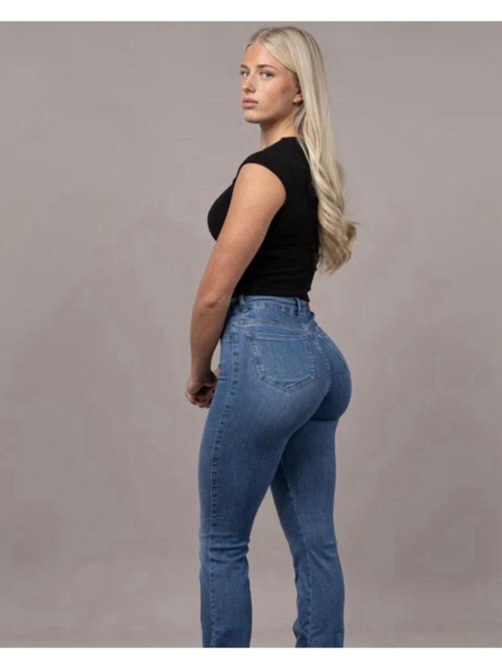 FITJEANS Women’s Size Small High Rise Flare Jeans Medium Wash Stretch Denim